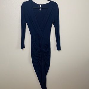 Navy blue high-low body con dress